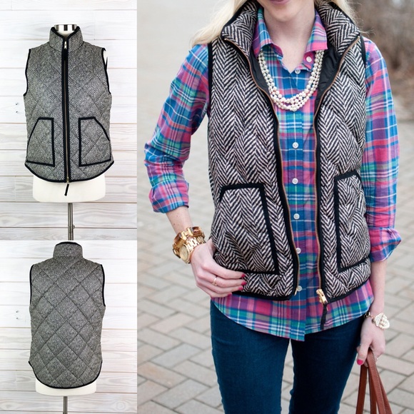 J. Crew Jackets & Blazers - J. Crew Excursion Herringbone Puffer Vest Jacket